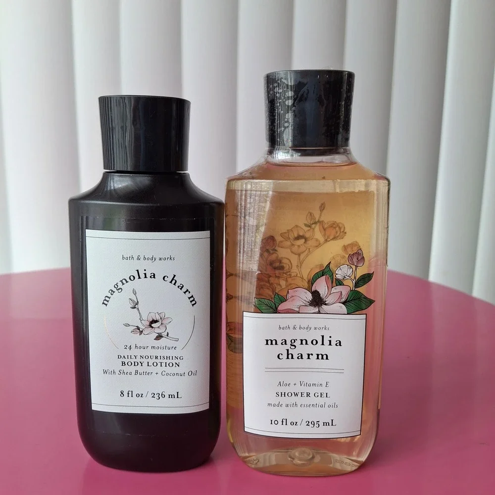 Bath & Body Works MAGNOLIA CHARM Shower Gel Wash Body Lotion Set of 2